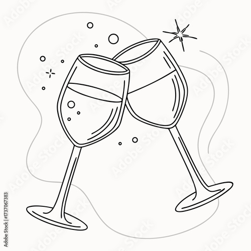 Vector art of two wine glasses toasting each other