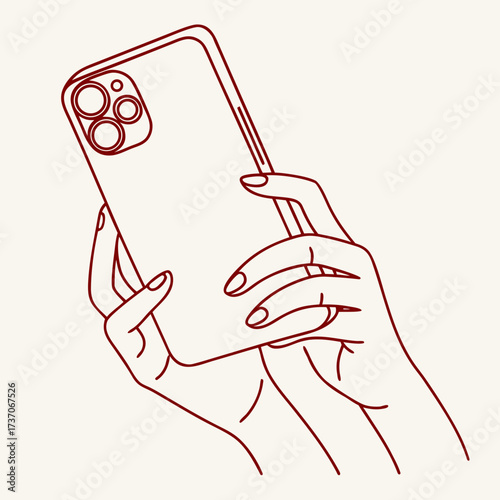 Vector art of woman holding a phone in hand