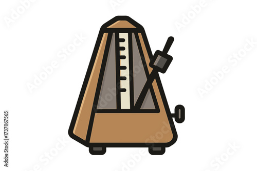 Metronome vector icon. Classic music equipment for keeping rhythm, tempo, and beat. Musical timekeeper symbol. Vintage mechanical device for musicians, bands, and orchestras.