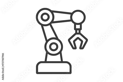 Robotic arm line icon. Industrial manipulator symbol for automation and manufacturing. Technology and robotics concept. Vector illustration of a factory assembly line machine.