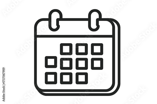 Calendar line icon. Schedule, planning, date, and agenda symbol. Vector graphic for event reminder, appointment, deadline, and time management. Outline pictogram for web.