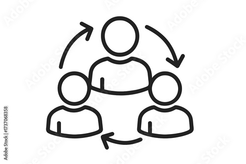 Teamwork and communication icon. Business collaboration and partnership concept. People in a network. Workflow management and organization. Human resources and team building.