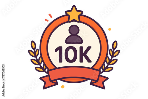 Twenty thousand followers milestone badge, social media achievement icon, isolated vector thank you design with transparent background, applause and celebration symbol