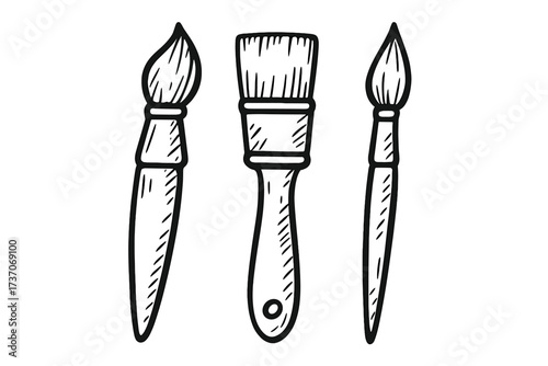 Hand drawn vector paintbrush set with transparent background, artistic brush collection for painting, drawing tools, art supplies illustration, creative brushes pack