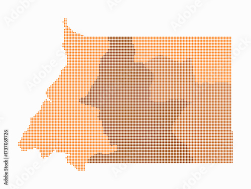 Equatorial Guinea dotted map. Digital style map of the country on white background. Equatorial Guinea shape with circle dots. Colored dots style. Small size circles. Awesome vector illustration.
