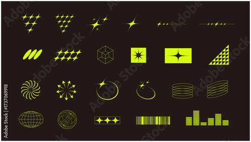 Y2K Neon Abstract Icon Set｜ネオン風 抽象グラフィック素材集