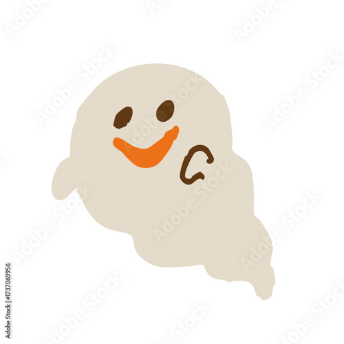 手描き風かわいいオバケのイラスト ハロウィン用ゴーストキャラクター素材