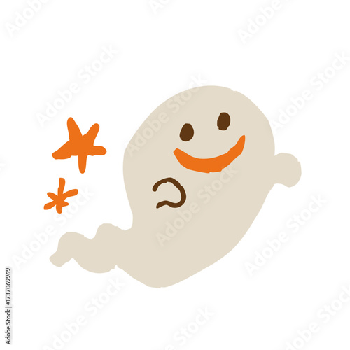 手描き風かわいいオバケのイラスト ハロウィン用ゴーストキャラクター素材