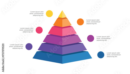 3d pyramid infographic template design with 6 levels