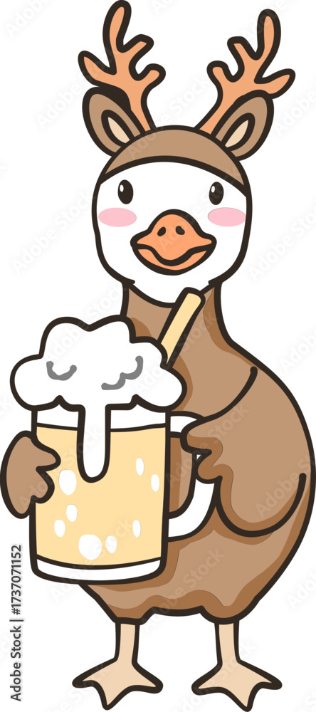 Naklejka premium Goose Party Christmas Clipart, Funny Christmas Goose Illustrations, Holiday Party Animal Clip Art, Vector illustration