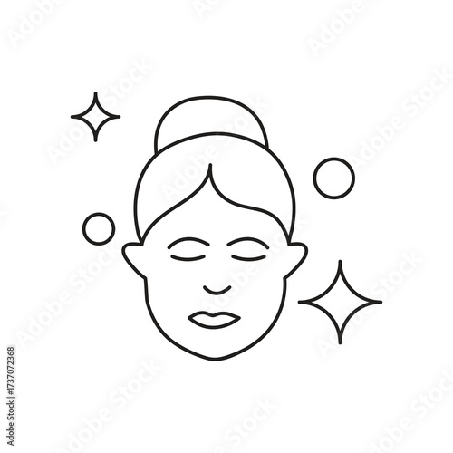 Face Mask Sheet Icon ? Skincare Beauty Treatment, Woman Face Line Vector Illustration..eps