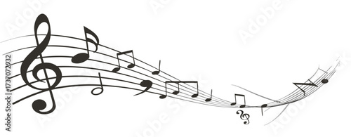 Music notes wave isolated, group musical notes abstract background – vector for stock 
