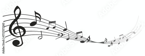 Music notes wave isolated, group musical notes abstract background – vector for stock 
