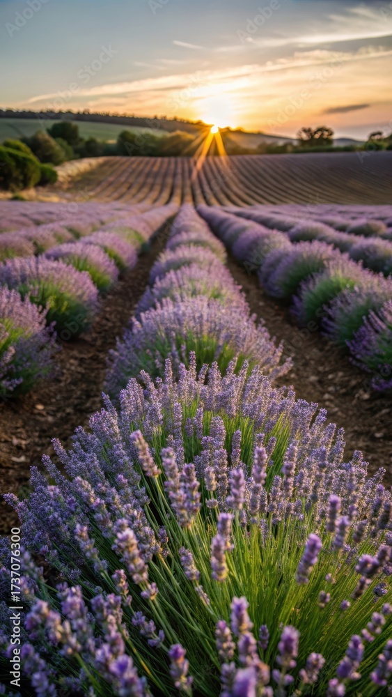 Obraz premium Lavender fields at sunset