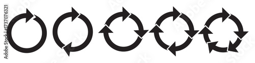 Circle arrows icon vector diagram infographic set. Sync repeat and reload arrow icon, rotate arrow symbol, Vector illustration