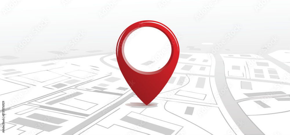 Fototapeta premium GPS navigator pointer on city map, navigation, logistics, geography, communication, transport, travel theme concept, location marking with a pin on a map