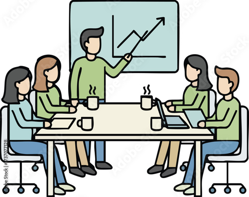 flat vector of people in a meeting in the office