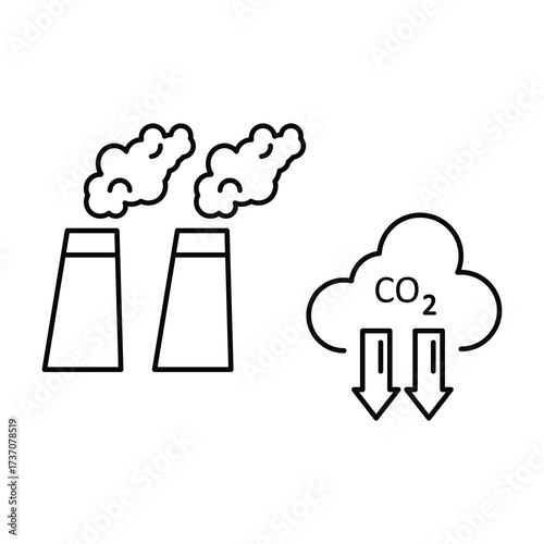 Smoke & Air Pollution Icon Set . CO Emissions Thin Line Vector, Editable Stroke.eps
