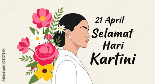 Celebrating Indonesia's Patriotism and Inspiration on Kartini Day, 21 April with a Colorful Hand-Drawn Graphic