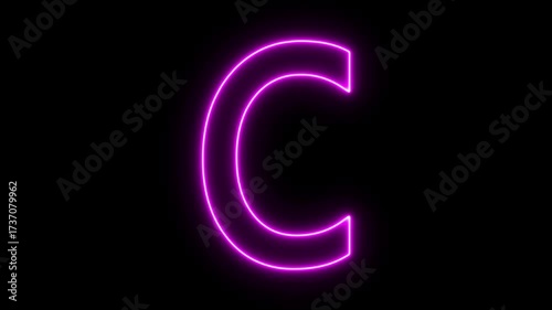 Wallpaper Mural Neon letter C alphabet glowing effect. modern neon typography C symbol. neon C text animation. Torontodigital.ca