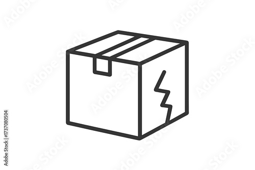 Damaged parcel line icon. Broken cardboard box symbol. Fragile shipping concept. Vector for logistics error, delivery problem, e-commerce return, insurance claim, warranty.