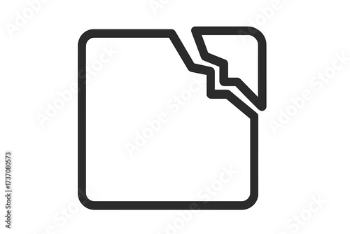 Broken box line icon. Damaged package symbol for fragile cargo. Concept for shipping error, delivery problem, corrupt file. Vector outline illustration for logistics and web.