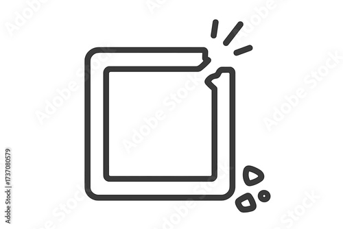 Broken box line icon. Damaged package or fragile cargo concept. Defective product, error, or problem symbol. Vector outline illustration for delivery service issues.