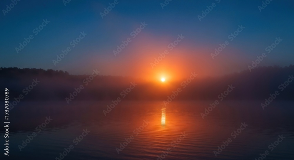 Fototapeta premium Sunrise over misty lake