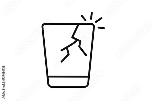Broken glass line icon. Cracked cup symbol. Fragility, damage, and accident concept. Vector pictogram for web design, apps. Metaphor for problem, crisis, failure, weakness.