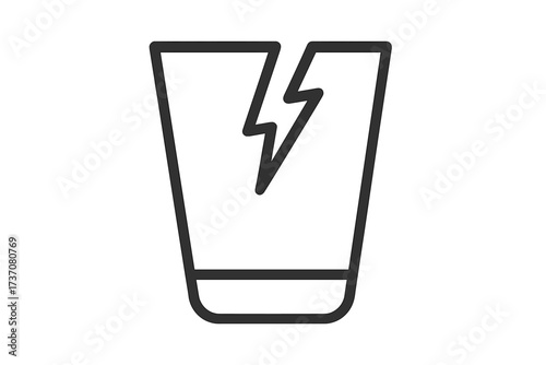 Broken glass line icon, cracked cup symbol. Fragile, damage, and warning sign. Vector outline illustration for web design, apps, and packaging. Handle with care concept.
