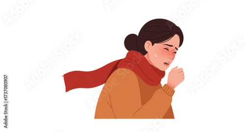 Vector illustration of a woman who is sick 