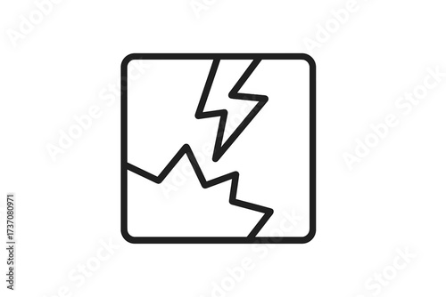 Broken glass line icon. Cracked screen vector. Fragile package warning sign. Concept of damage, shattered, destruction, impact, risk, danger. Minimalist art for web, ui, ux.