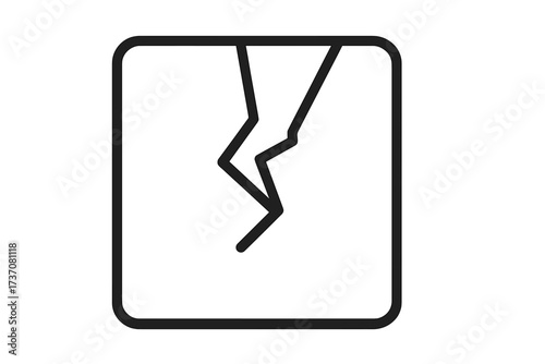 Broken glass line icon. Cracked window symbol. Fragile package warning sign. Damaged surface concept. Linear vector illustration for web, apps, and graphic design.