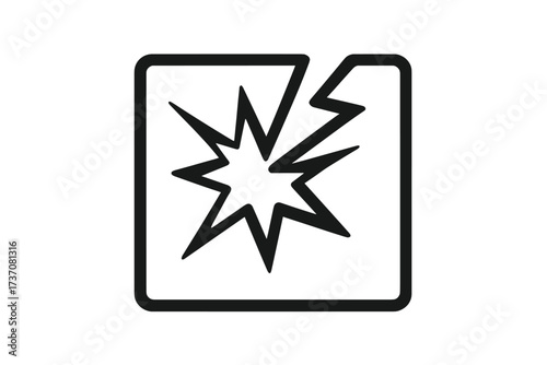 Broken glass line icon. Shattered window symbol. Cracked panel sign. Damage, destruction, accident concept. Minimalist outline pictogram for graphic and web design. Vector