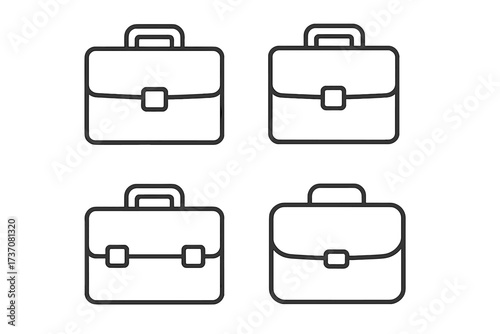 Briefcase line icon set. Business bag for office work, corporate portfolio case symbol. Finance, manager career concept. Simple outline vector pictogram collection, editable stroke.