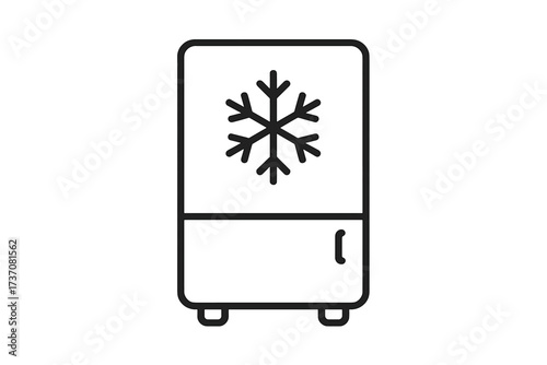 Cold storage and freezer icon. Refrigerator, fridge symbol. Minimalistic outline vector illustration for kitchen appliance, food preservation, freezing, and cooling concepts.