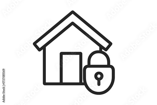 House and lock icon. Home security symbol. Property protection concept. Real estate safety sign. Secure building pictogram. Privacy and protection metaphor. Locked house vector.