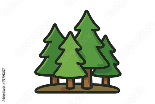 Forest trees icon. Pine, spruce, fir tree group symbol for nature, park, and outdoor concepts. Simple flat cartoon vector graphic for apps and web design. Ecology sign.