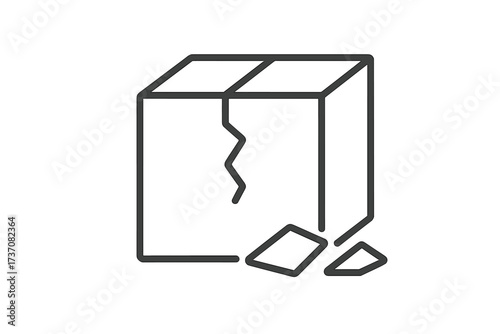 Broken box line icon. Damaged package symbol for shipping and delivery service problems. Fragile cargo, defective product, or return concept. Vector illustration for web.