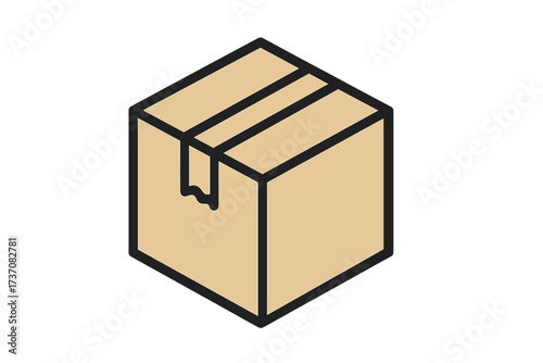 Cardboard box vector icon for delivery service and shipping. Parcel package for post office, moving or storage. Simple isometric illustration for web design, apps and logistics.
