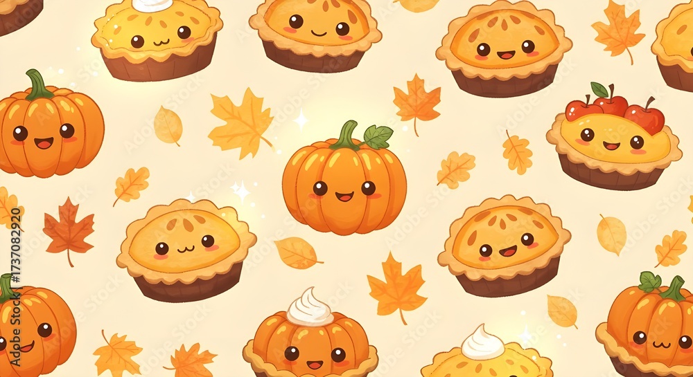 Obraz premium Cute Thanksgiving Pie Wallpaper