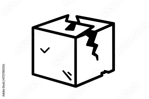 Broken box line icon. Damaged package symbol. Fragile cargo concept for shipping, delivery problems. Cracked container vector illustration. Logistic failure, error pictogram.