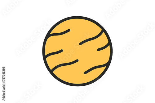 Planet Venus color icon. Solar system astronomy symbol. Space exploration concept. Science pictogram. Flat simple vector illustration for web, graphic design, mobile app.