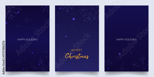 Holiday Card Templates with Snowflakes and Glitter with Copy Space