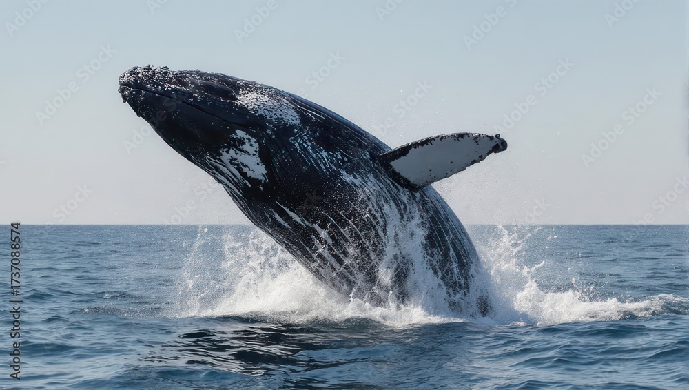 Naklejka premium Humpback whale leaping out of the ocean