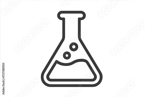 Laboratory Flask Outline Icon, Chemistry Beaker Vector Illustration, Science Experiment Equipment Symbol, Transparent Background, Simple Linear Design for Web, Apps, Adverts, and Graphic Projects