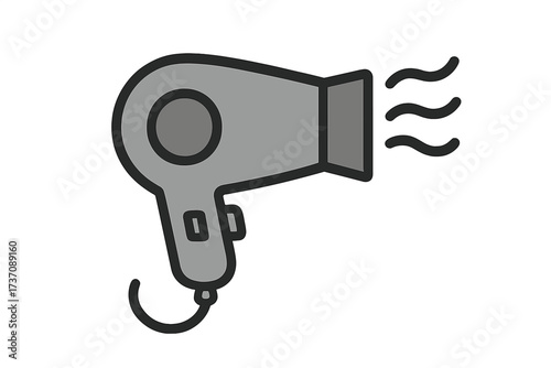 Minimalistic Hair Dryer Icon Vector, Electric Blow Dryer Graphic Illustration for Apps and Design, Transparent Background, Modern Technology Beauty Appliance Visual