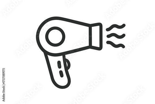 Minimalistic hair dryer icon with transparent background, vector cartoon illustration for graphic design, apps and user interface concept, ordered set of home appliance symbols