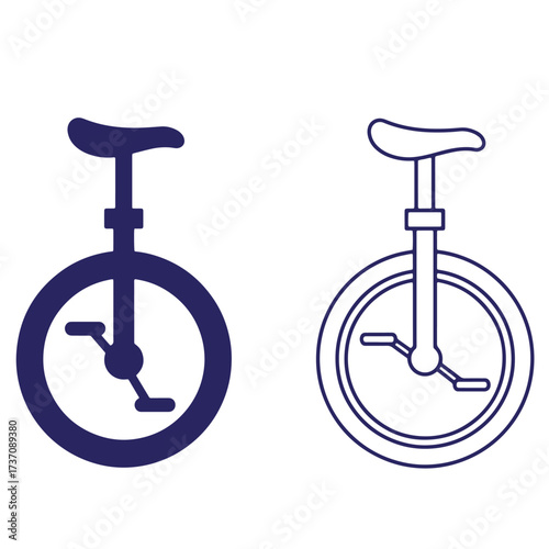 Two unicycle icons with different styles isolated on a clean white background