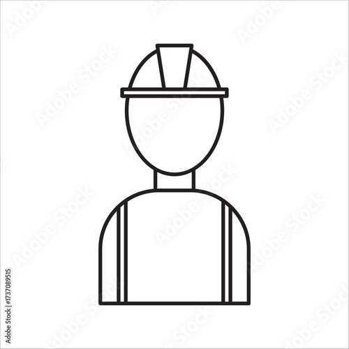 Builder icon, Construction worker, Silhouette symbol. Negative space, Raster isolated illustration, Worker with Hard Hat and Clipboard Icon, Inspection and Safety Checks.